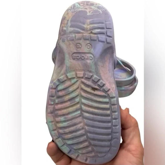 Youth Child CROCS Slip On Shoes Purple Pastel Swirl Size 13 - Picture 6 of 6